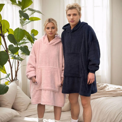 Ciepły Koc Fleece z Kapturem TM