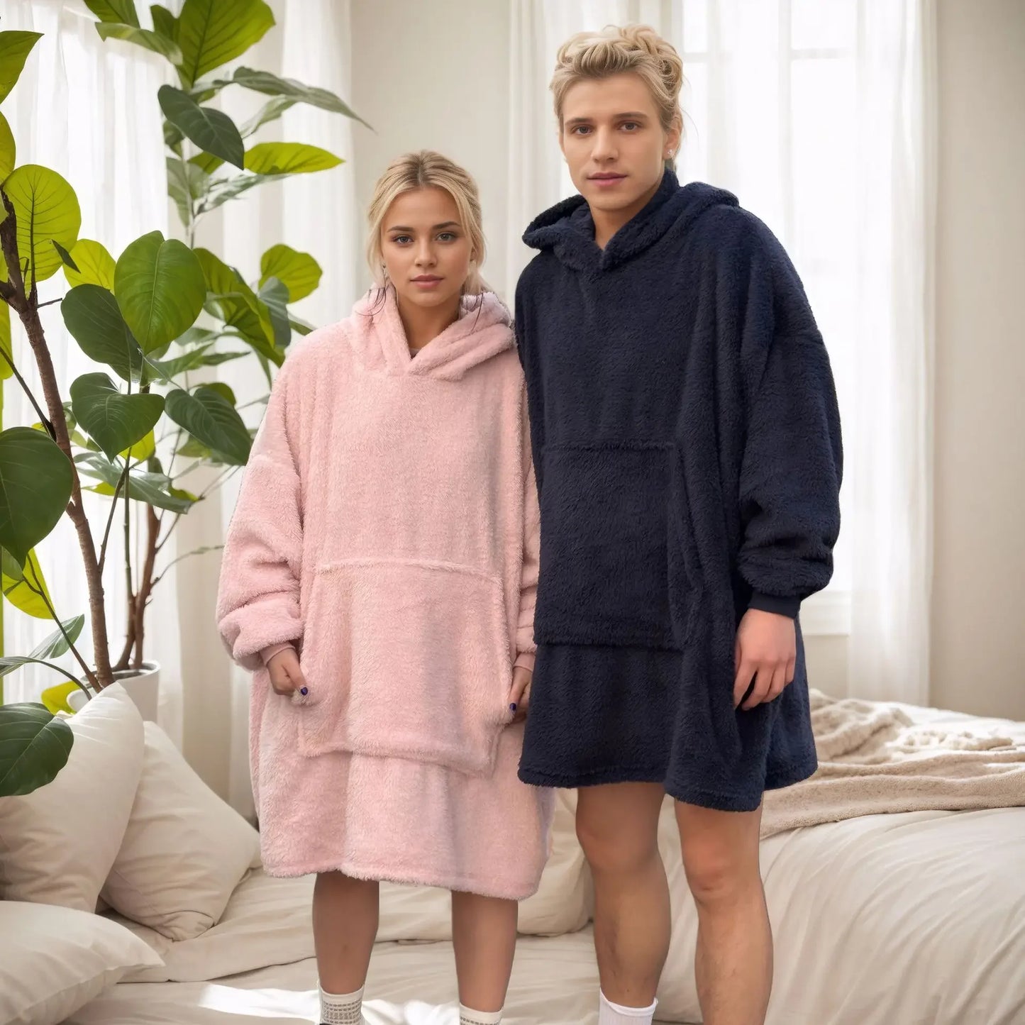 Ciepły Koc Fleece z Kapturem TM