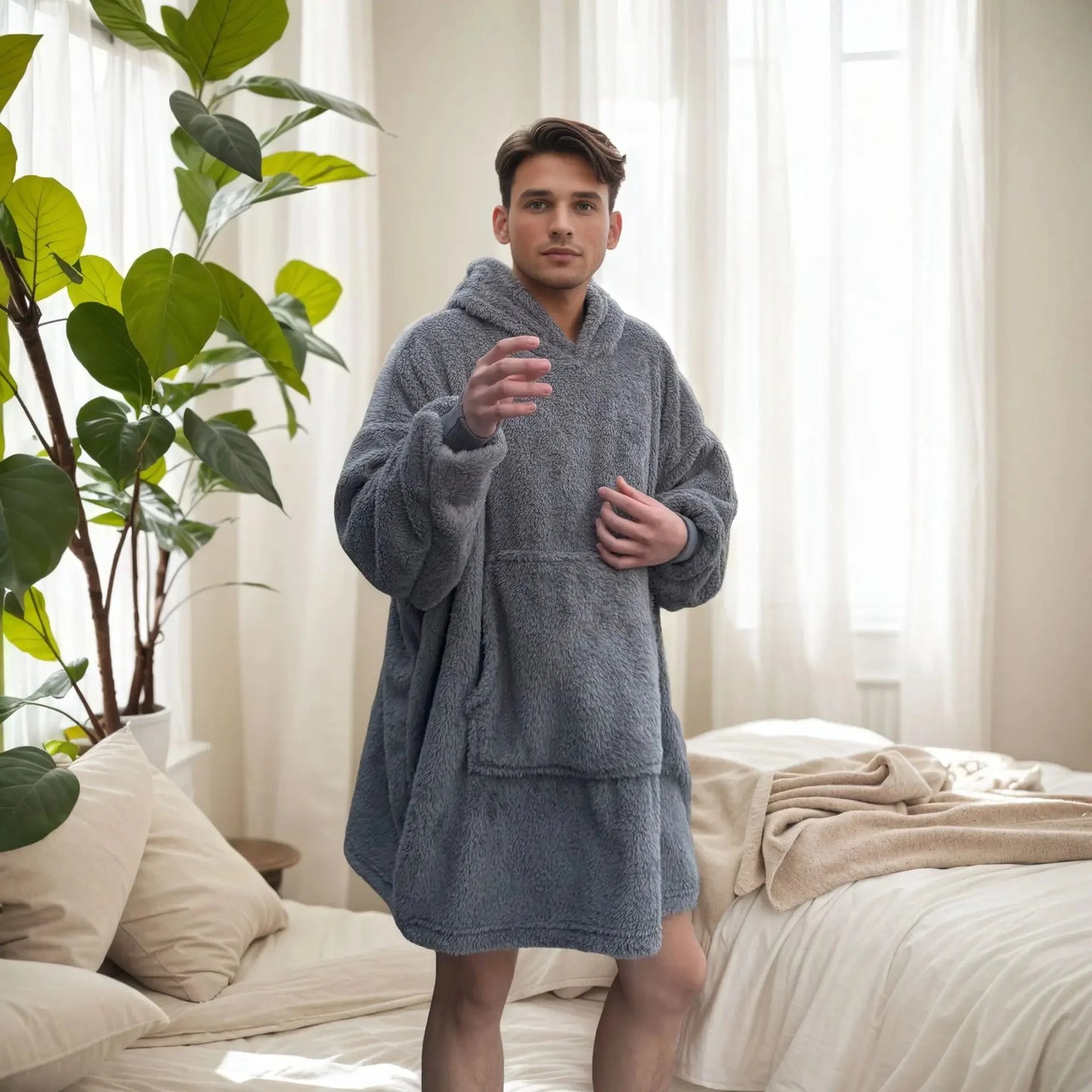 Ciepły Koc Fleece z Kapturem TM